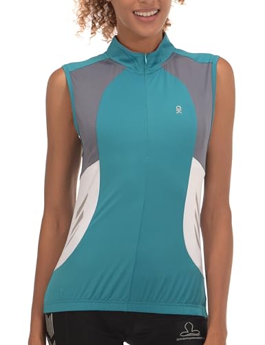 Image of Little Donkey Andy Women's Half Zip Breathable Cycling Vests Reflective Sleeveless Jerseys Shirts Golf 4 Rear Pockets