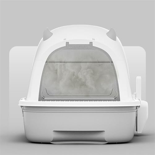 Caja de arena para gatos pequeña cerrada con tapa gris miniatura 4