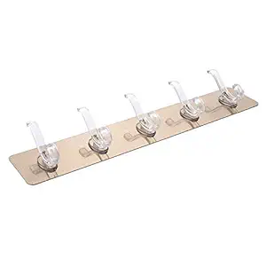 DENSITY COLLECTION Plastic Waterproof and Oil Proof Nail Free Self Adhesive Heavy Duty Metal Wall Bathroom Hanger Hooks Weight Load Capacity - No Drills -10 Kg-(Transparent, 40 x 8 cm) - 2 Pieces