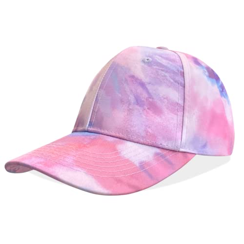 Accsa Low Profile Baseball Cap For Women Cotton Tie-Dye Trucker Dad Hat Adjustable Snapback Relaxed Cap Pink cover
