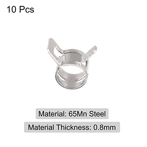 sourcing map 10pcs 9mm Spring Band Type Action Fuel/Silicone Vacuum Hose Pipe Clamp Low Pressure Air Clip Clamp, Nickel Plated