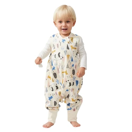 Image of Duomiaomiao 0.5 TOG Toddler Sleep Bag 24-36 Months 100% Cotton Lightweight Baby Sleep Sack with Feet, Breathable Comfy Toddler Wearable Blanket