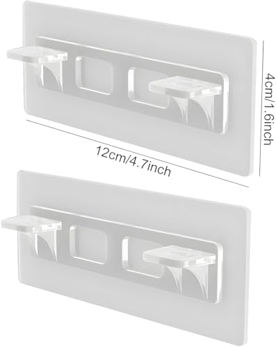 Image of Shelf Support Brackets L-Shaped Support Triangle, Punch Free Adhesive Clear Plastic Pegs Hanger Holder for Partition Kitchen Bookshelf Wardrobe Bathroom Shelves (10, Double Row Hook)