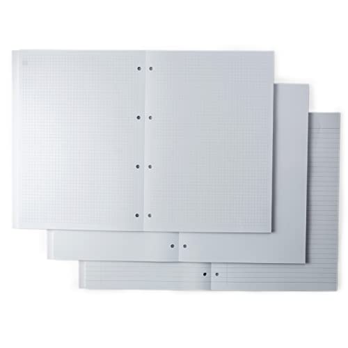 Image of Mahavir Square ruled, Unruled & Ruled Loose Leaf Report Pads | A4 Size | Pre Punched for Easy Filing | Tear Off Sheets | Pack of 3-100 sheets each