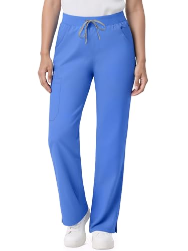 Image of Scrub Pants for Women - Straight Leg Medical Scrub Pants with 6 Pockets - Drawstring Soft Stretch Women Scrub Pant
