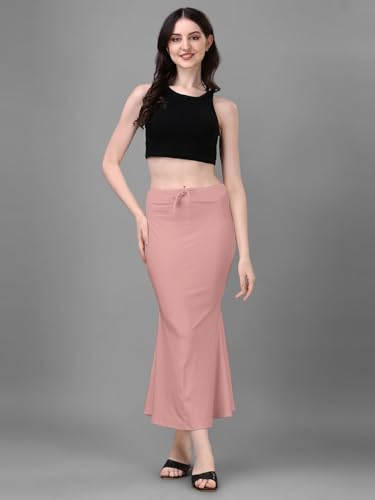 Image of Women's Saree Shapewear Petticoat, Cotton Blend Stretchable Mermaid Skirt, High Waist Tummy Control, Smooth Curve Fit with Adjustable Drawstring