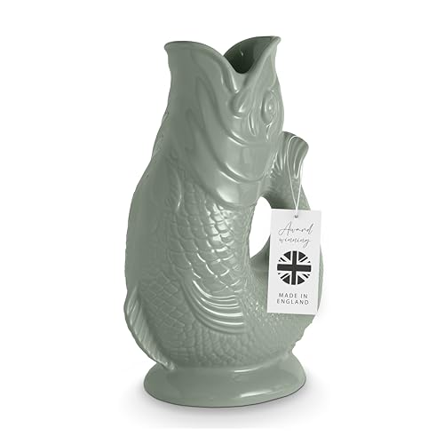 Wade WA967803SGE Pichet à poisson en faïence emblématique du patrimoine britannique fabriqué à Stoke-on-Trent, 1,2 l, vert sauge
