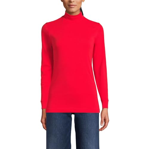 Image of Lands' End Women's Relaxed Cotton Long Sleeve Mock Turtleneck Shirt