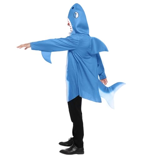 Spooktacular Creations Herren Hai-Kostüm für Halloween-Kostümparty für Erwachsene, Hai-Outfits, Tier-Mottoparty, Cosplay-Party(Blau, S)