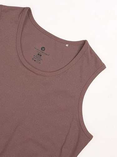 Image of TECHNOSPORT Women Solid Slim Fit Round Neck Tank Top with Cotflex for Gym, Sports and Regular Use