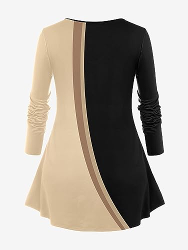 ROSEGAL Women Plus Size Two Piece Outfits Rose Print Colorblock Long Sleeve Tee and Leggings Matching Set 2 Piece Casual Set3