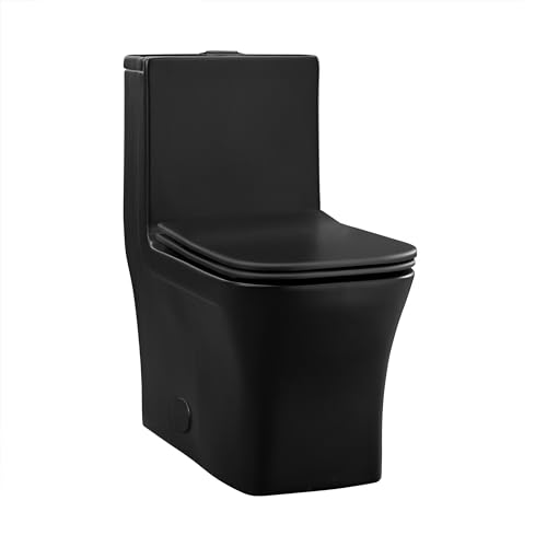 Image of Concorde One Piece Square Toilet Dual Flush in Matte Black, Black Hardware 1.1 /1.6 gpf