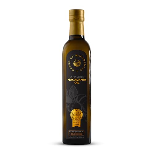 House of Macadamias Macadamia Oil Dark Glass Bottle Extra Virgin Cold-Pressed High Smoke Point 16.9 fl. oz. - 3rd Party Lab Tested 100% Pure Buttery Taste