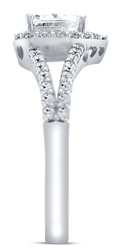Solid 14k White Gold Heart Shape Solitaire with Round Side Stones CZ Cubic Zirconia Engagement Ring 2.0ct.4