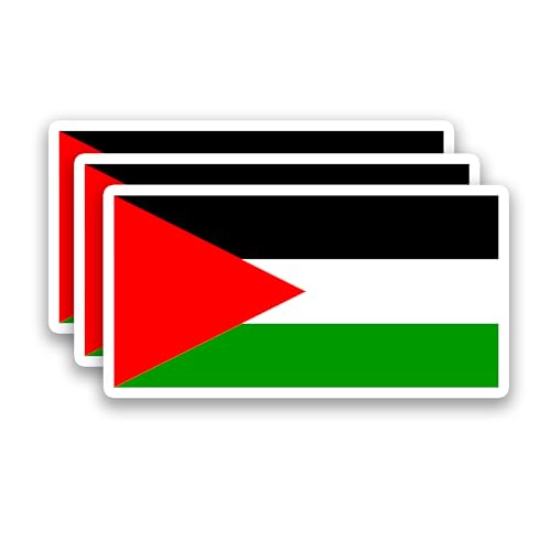 (3Pcs) Palestine Flag Stickers Palestinian National Flag Vinyl Decals Waterproof Sticker for Laptop Water Bottle Scrapbook Phone Case Travel Gear 3 X 1.6