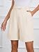 Famulily Damen Sommer Lounge Shorts hoch tailliert lässig Reißverschluss Kurze Hose leichte Bermuda Shorts Beige M