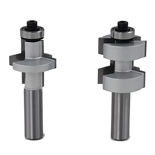 Infinity Cutting Tools 1/2" Shank, Bevel Glue Joint Router Bit Set, 1-1/4" C.D. x 1-1/4" C.H.| Carbide Tip | Heavy-Duty | for Handheld Or Table Mounted Wood Router