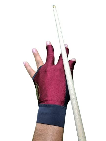 ABA Snooker Pool and Billiard Professional Predator Hand Glove, Three Cut Finger Design Accessory (Maroon) 1
