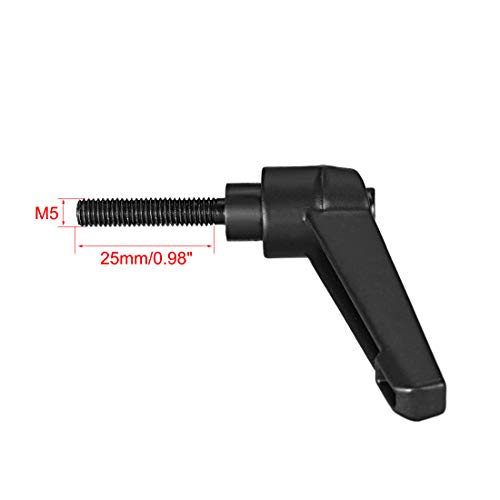 Image of uxcell Adjustable Clamping Lever Handle M5 x 25mm Metric Black Oxide Carbon Steel Male Threaded Stud Hand Knobs Push Button Ratchet Rotating Screw Handles Bolts with Locking Lever Black