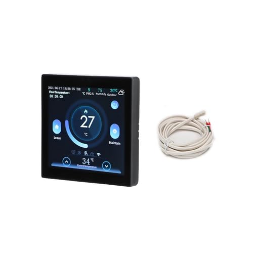 Opatiny Calderas de gas con termostato de pantalla a color, 86 x 86 mm, tamaño estándar, soporte multilingüe, negro