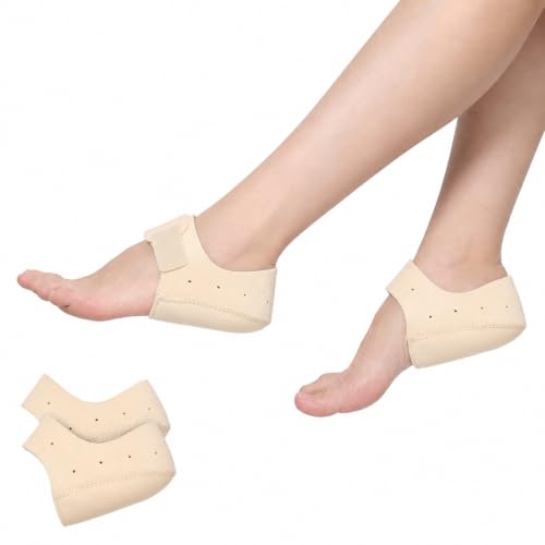 Image of Glowear Silicone Gel Heel Cups & Heel Pads for Heel Pain Relief | Plantar Fasciitis, Heel Protector for Men & Women | Breathable Cushion Support | Washable & Reusable | Beige, Small