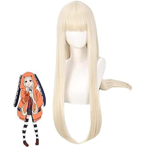 LeMarnia Anime Kakegurui Yomoduki Runa Cosplay Wig Halloween Costume Wig Golden Long Wig Cover