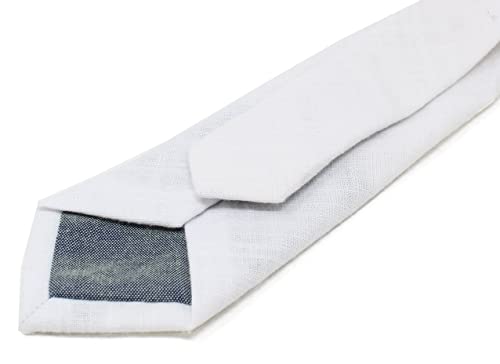Image of Men's Chambray Cotton Skinny Necktie Tie Textured Distressed Style - 2.5 inch Width