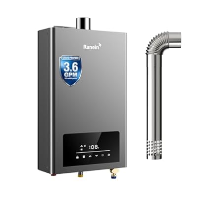 GEN II Ranein Propane Gas Tankless Water Heater Max 3.6 GPM, 80,000 BTU Indoor On Demand Instant Hot Water Heater with LED Temperature Control Panel