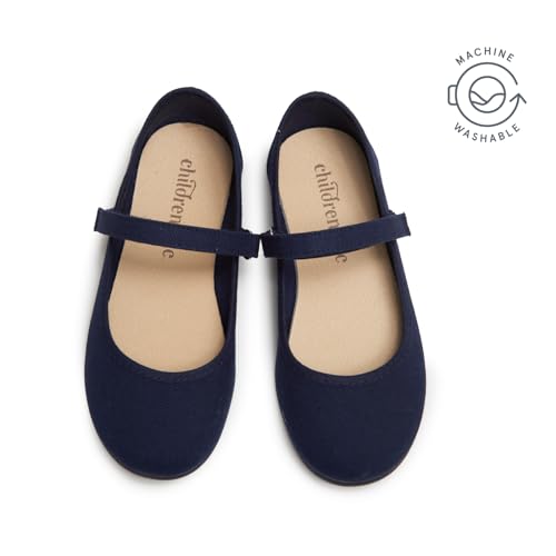 Mary Jane Flats Bundle – Girls' Shoes for School, Weddings and Casual Wear – Canvas Navy & Velvet Grey Size 11 Little Kid2