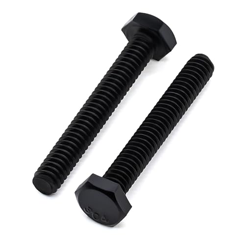 Image of Glvaner 3 /8-16 x 1-3 /4 inch Stainless Steel Hex Head Screws Bolts, Black Coated, 304 Stainless Steel 18-8, Hexagon Head Bolts, Full Thread, 10 pcs