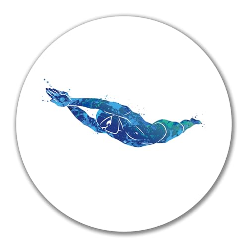Huuraa Aufkleber Schwimmen bunte Silhouette 10cm rund Sticker Geschenkidee