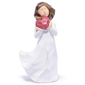 Hodao Hand-Carved Mother’s Day Resin Sculpture – Mom Figurine Holding Flowers, Forever Keepsake Gift for Mom, Birthday Gift for Grandma, Customizable Heartfelt Home Table Decor (White-Heart)