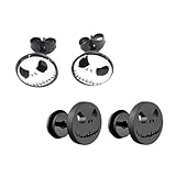 2Pcs Stainless Steel Gothic Skull Face Halloween Earrings Punk Coktail Party Biker Stud Earrings For Women Men