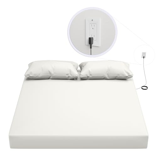 Hooga Grounding Sheet, Organic Fitted Grounded Sheet for Improved Sleep, Pain Relief - Earth Connected Bedding 60”x80”x15” Queen Size, Pure Silver Fiber and Cotton, Grounding Cord Included. Off White