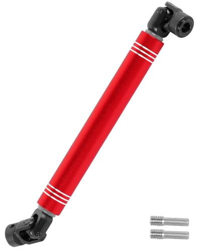 RCHuiWow 138-173MM Universal Driveshafts CVD Upgrades Part for 1/10 Axia1 SCX10 II D90 Redcat Gen7/Pro GEN8 RC4WD,Harden Steel #45 w/Alloy Aluminium RC Axles Drive Shafts,1PCS,Red