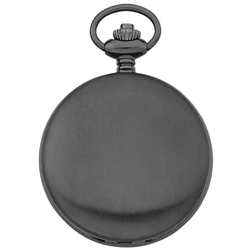 Image of Gotham Men's Railway Classic Gunmetal Stainless Steel Analog Quartz Day /Date Hunter Pocket Watch # GWC14110BGX