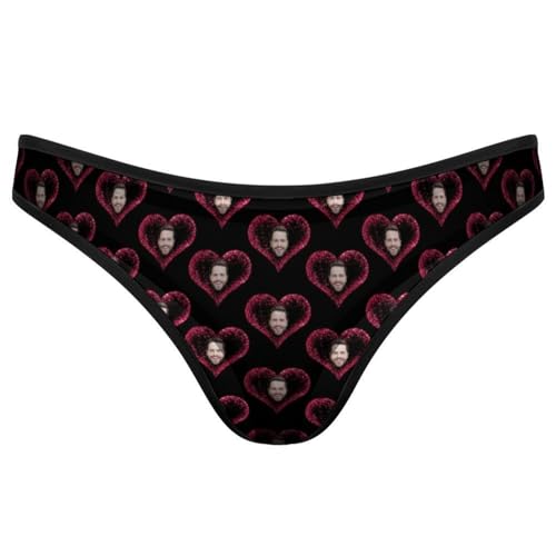 Wasetell Tanga Personalizado Divertido Cara Tanga Ropa Interior Tanga con Foto Cara Regalo para Novia Esposa Divertida Foto Bragas para Aniversario Cumpleaños Boda Día de San Valentín,22