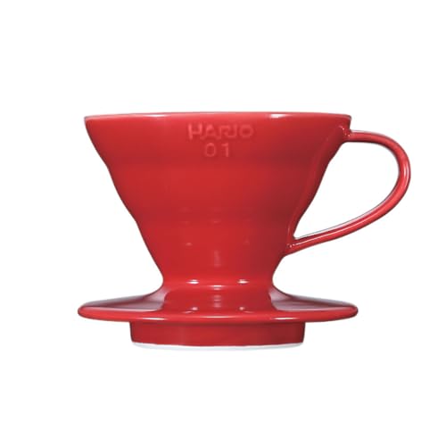 Image of Hario V60 Ceramic Coffee Dripper Pour Over Cone Coffee Maker Size 01, Red