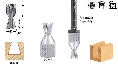 Amana Tool - 56282 Carbide Tipped 10° Dovetail Screw Cutter 7/16 Dia x 3/8 x 1/4-2