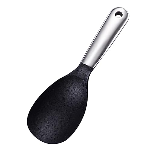 ABOOFAN 1Pc Silicone Rice Serving Spoon Long Handle Rice Paddle for Cooking Serving Non Scratch Design for Cookers Easy to Clean Kitchen Utensil with Hanging for Home Restaurant Use