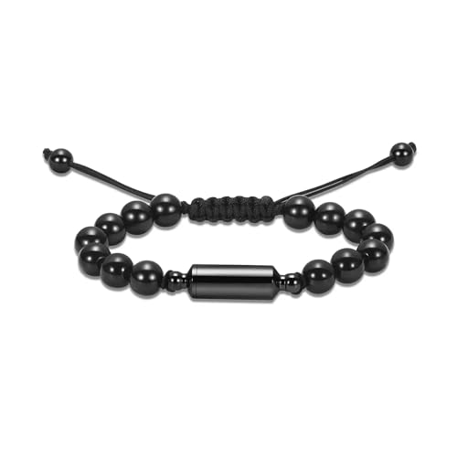 Bijou cinéraire de crémation ajustable pour homme avec perles naturelles d'œil de tigre protecteur
