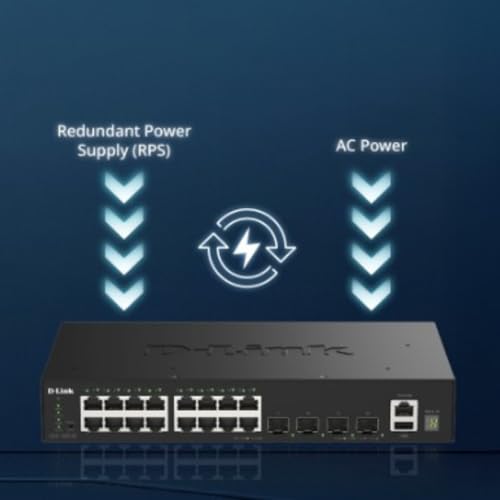 Image of D-Link DGS-1530-20 16-Port Gigabit Stackable Smart Managed Switch 4 Ports 10G SFP+ for uplink, 6kV Surge Protection on ethernet Ports, QoS, Enterprise Security, RPS Support