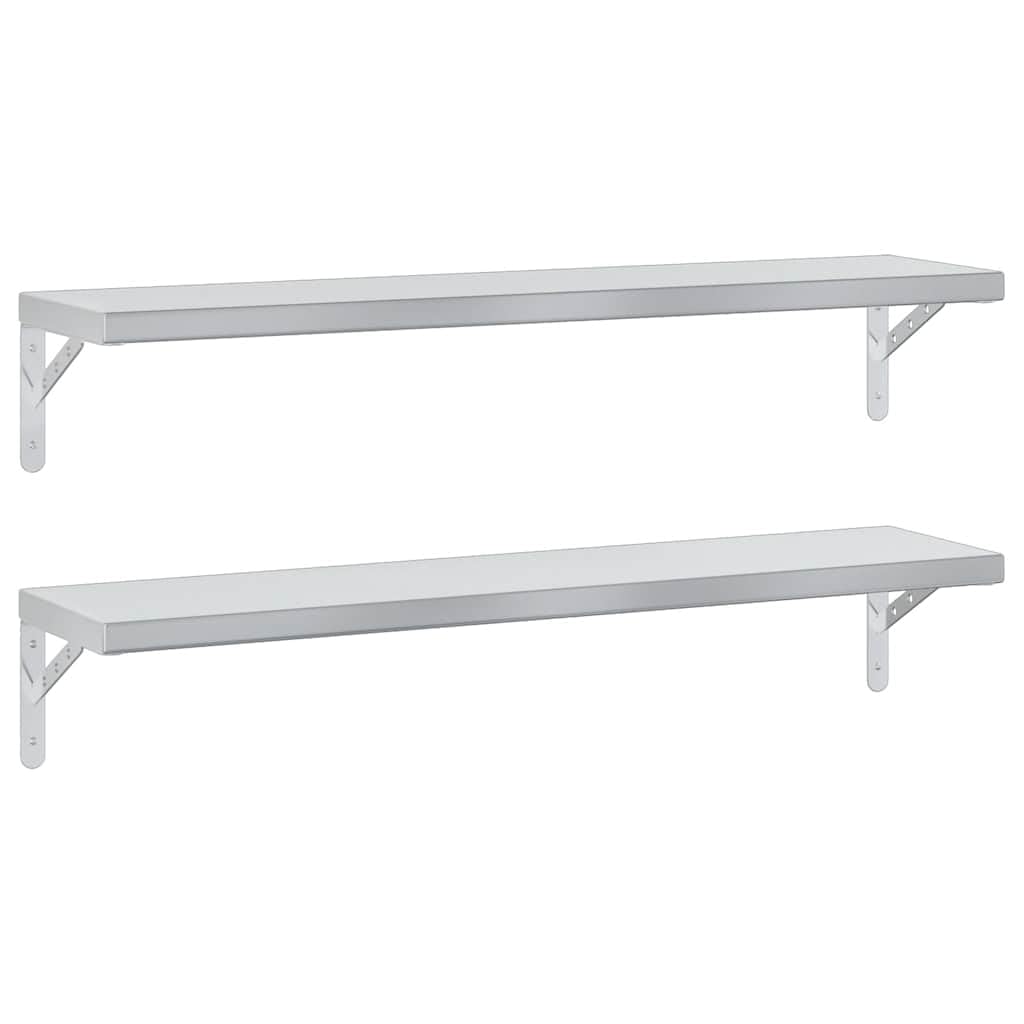 Generisch Wandregale 2 STK. 100x23,5 cm Silbern Edelstahl,Möbel,Regalsysteme,Wandregale-3214504