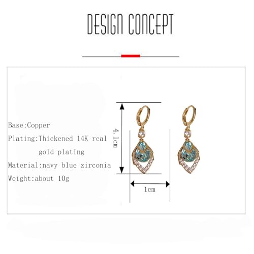 Emerald Earrings，Gold Huggie Earrings，Gold Hoop Drop Feather Leaf Earrings for Women ，Zirconia Dangle Earrings Jewelry Gifts for Women3