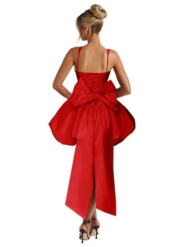 Satin Short Homecoming Dresses for Teens A Line Mini Graduation Dress Corset Prom Gowns with Bow