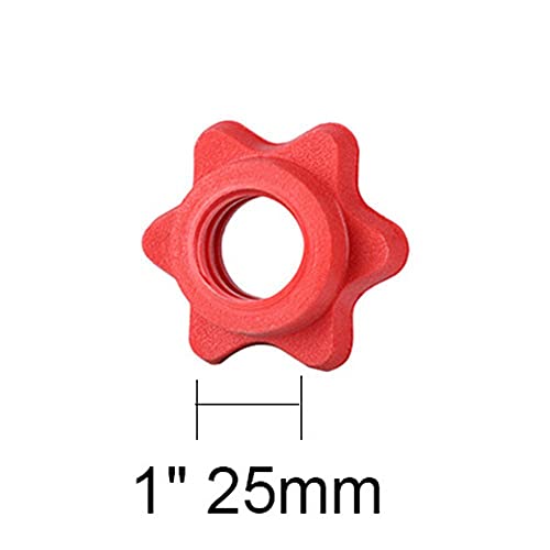Barbell Spin-Lock Collars, Barbell Bar Hexagon Nut, Anti-Slip Spin-Lock Collar Screw For Barbell Dumbell Weight Lifting, Dumbbell Bars(Plastic,Red) #TOP3