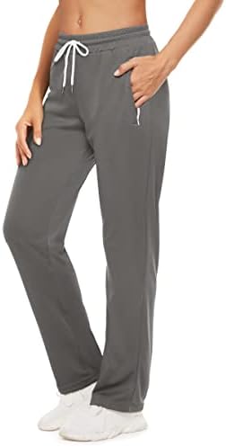 Boladeci Womens Lightweight Breathable 3D Mesh Sweatpants with Zipper Pockets Elastic Waist Drawstring Quick Dry Comfy Open Bottom Running Workout Gym Sports Athletic Track Pants Light Grey Size M