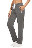 FASKUNOIE Sommerhose Damen Mesh Polyester Elegante Baggy Jogginghose Lockere Trainingshose Bequeme Schnelltrocknend Sport Hose mit Taschen Grau XL