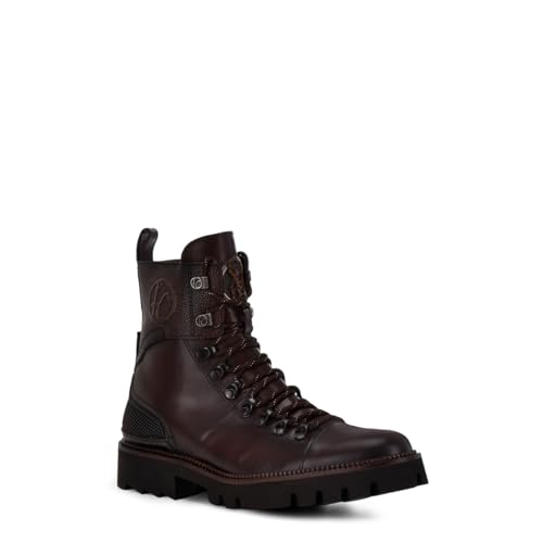 Image of FRANCO CUADRA Urban Leather Ankle Boots, Dark Brown, Lace-up with Side Zip, TPU Anti-slip Sole