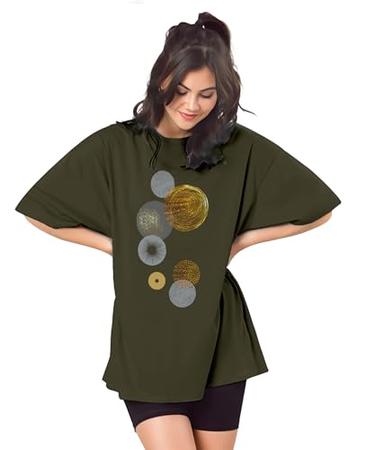 Image of SHODOX Bio-Washed Anti Bacterial 100% Pure Cotton Women's Oversized Aesthetic Premium Printed T-Shirt | Cozy Soft, Less Wrinkles Loose Fit, Drop Shoulder, Korean Baggy Style Tees for Girls